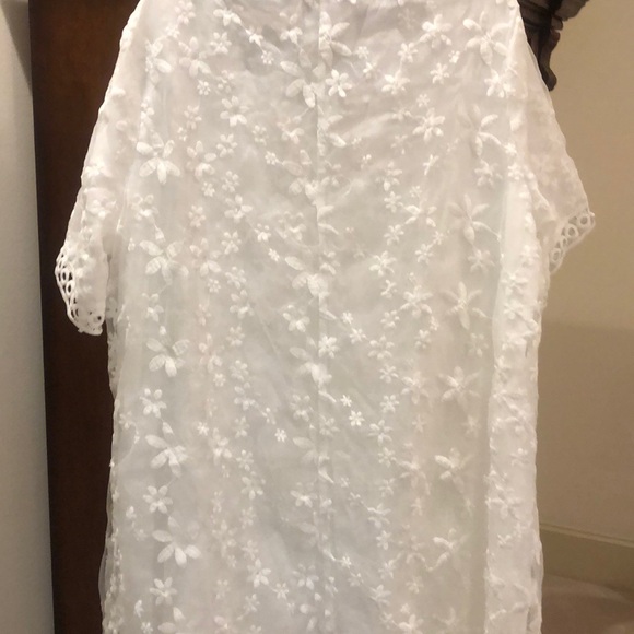 NEW. LONG WHITE GOWN WITH ORGANZA SHEER FABRIC OVERLAY. BEACH WEDDING/FORMAL - Picture 11 of 11